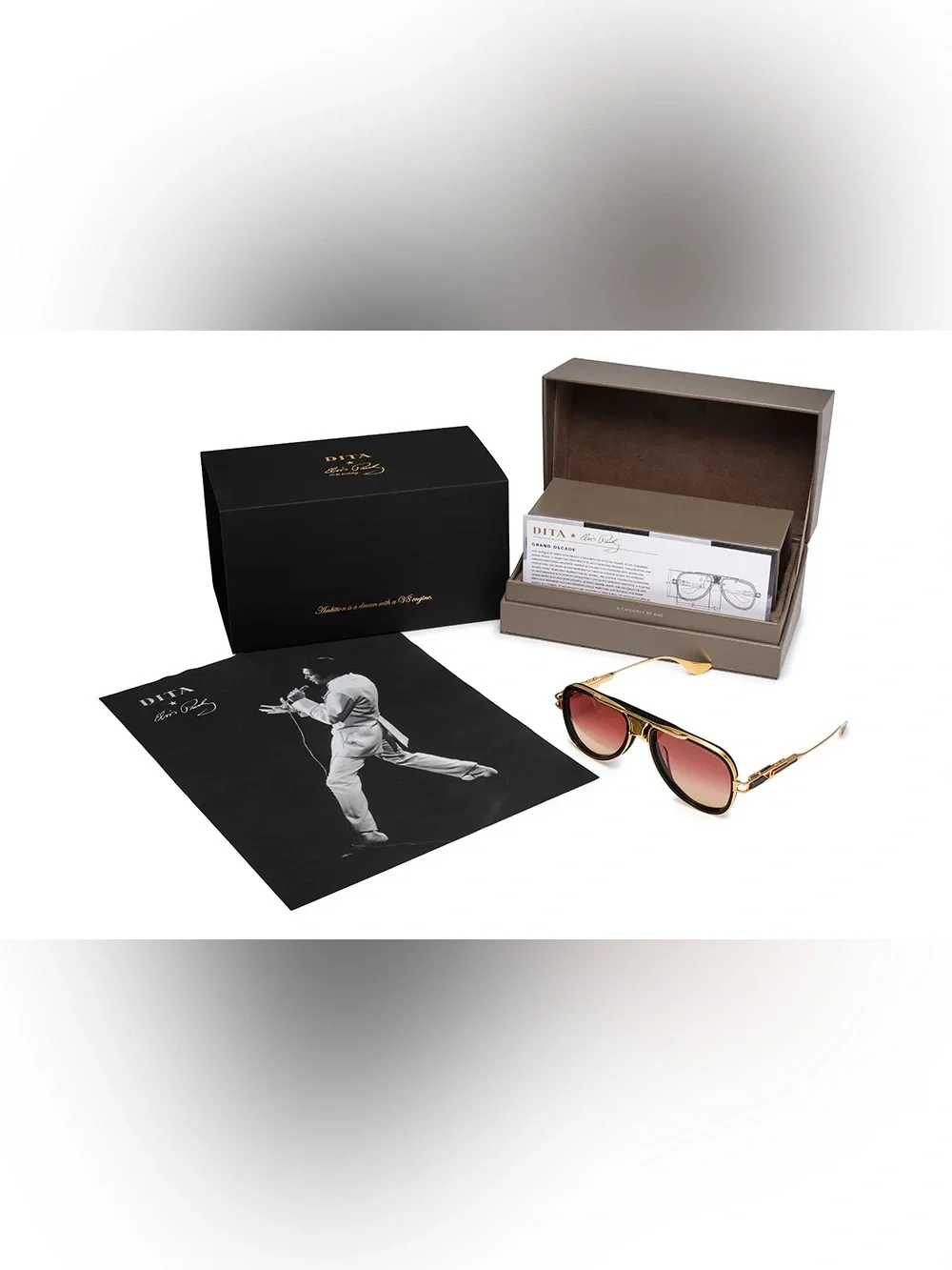 DITA EYEWEAR GRAND-DECADE X ELVIS PRESLEY Khaki Crystal Antique Silver
